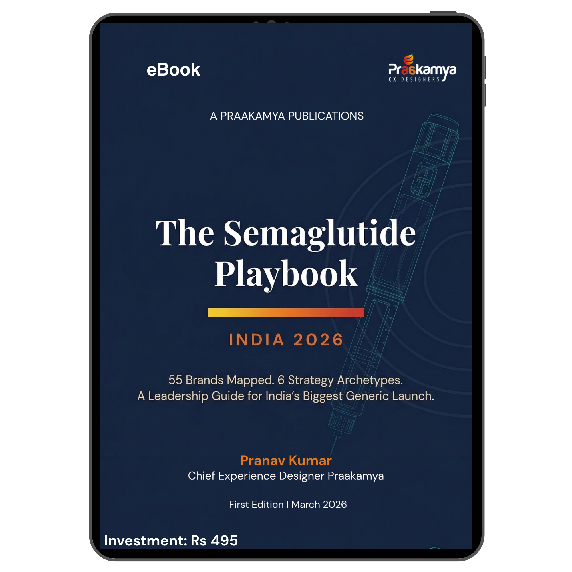 Cover of The Semaglutide Playbook by Pranav Kumar, a strategy guide to India's semaglutide generics market